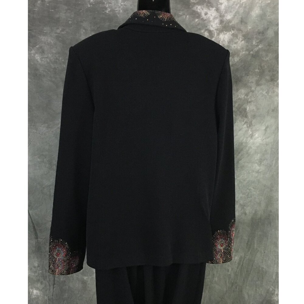 BEAUTIFUL st john evening knit black rhinestones embellished skirt suit 14 16 - Picture 9 of 11